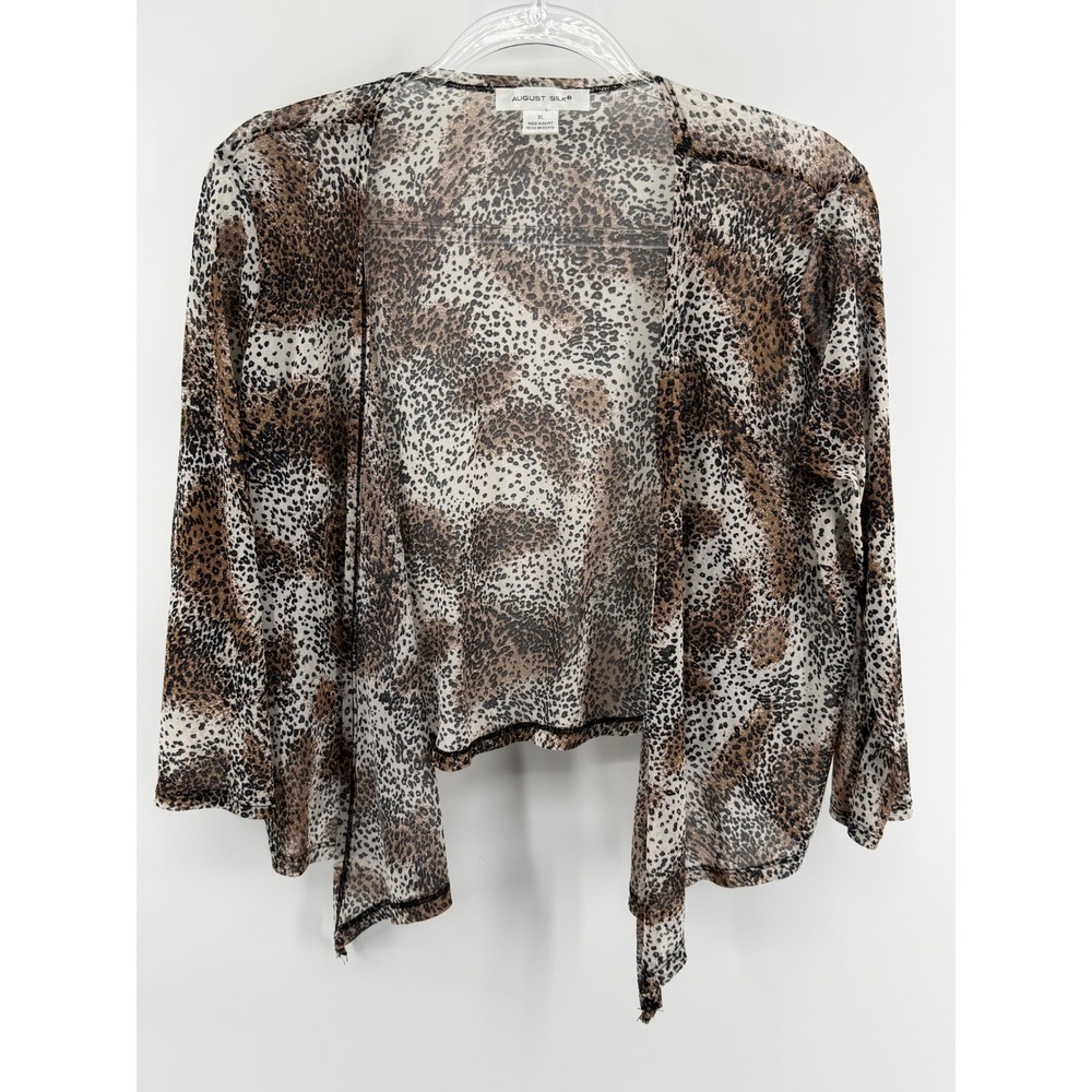 August Silk Leopard Print Sheer Kimono Cardigan